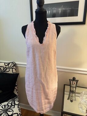 Tommy Bahama Pink and White Striped Sleeveless Shift Dress